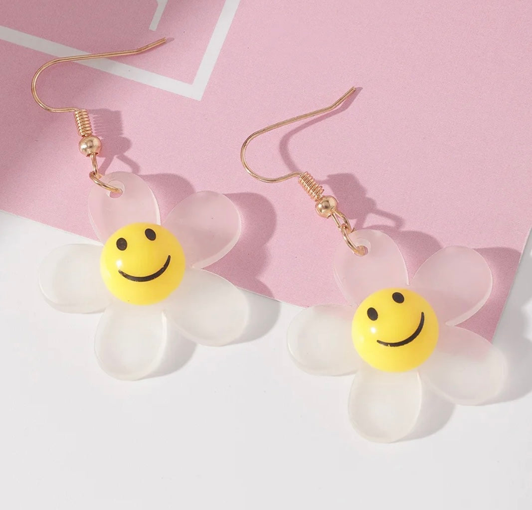 Smiley Flower Earrings -Translucent