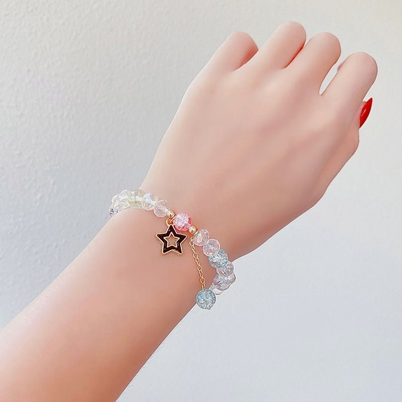 STRETCH BEADS STAR BRACELET PINK