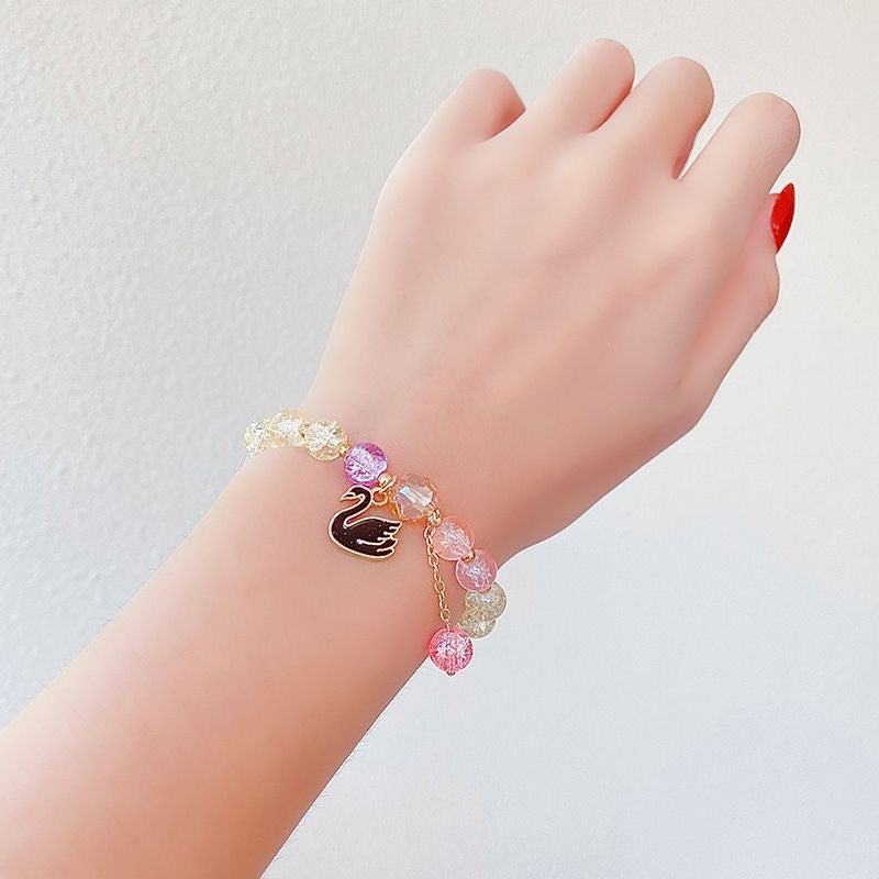 STRETCH BEADS SWAN BRACELET BLACK